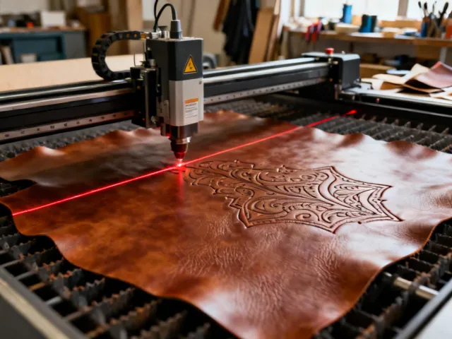 Boss Laser CO2 cutting leather for fashion production